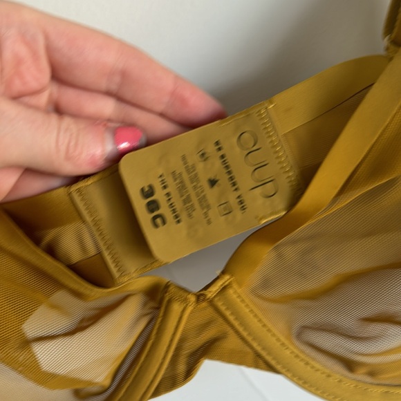 CUUP The Plunge Bra Yellow Underwire Mesh Sheer 36c - Picture 3 of 7